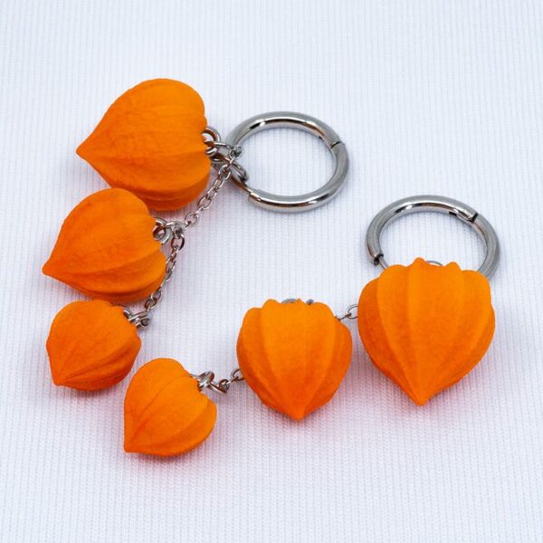 Серьги конго физалисы на цепочке 16 мм (Бижутерия)