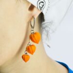 Серьги конго физалисы на цепочке 16 мм (Бижутерия)