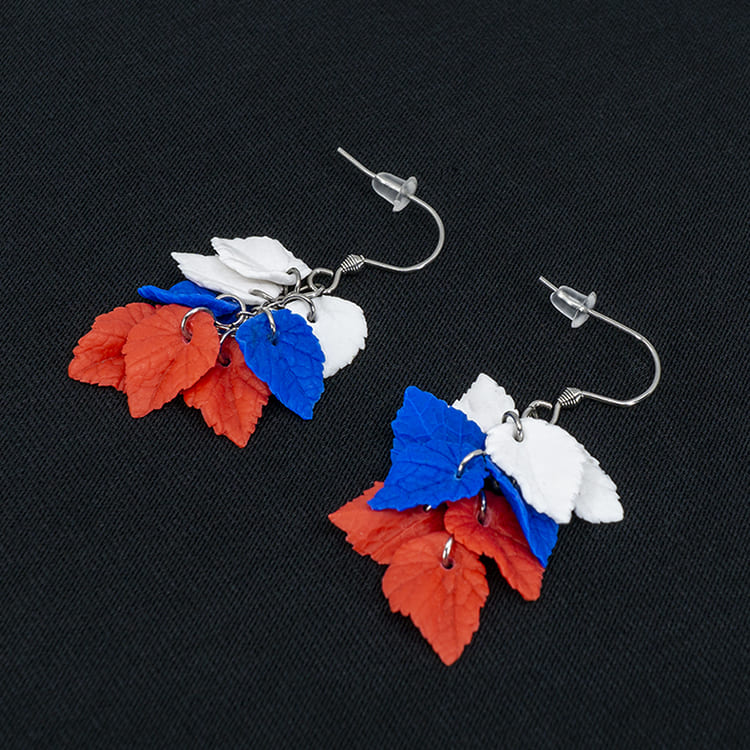 Серьги листики флаг России грозди матовые (Бижутерия)