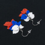Серьги листики флаг России грозди матовые (Бижутерия)
