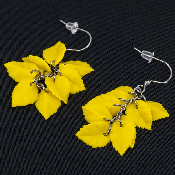 Серьги листики жёлтые грозди матовые (Бижутерия)