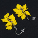 Серьги листики жёлтые грозди матовые (Бижутерия)