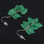 Серьги листики зелёные грозди матовые (Бижутерия)