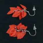 Серьги листики красные грозди матовые (Бижутерия)