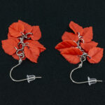 Серьги листики красные грозди матовые (Бижутерия)