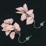 Серьги листики розовые грозди матовые (Бижутерия)