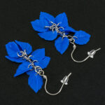 Серьги листики синие грозди матовые (Бижутерия)