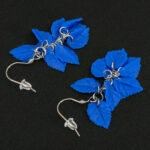 Серьги листики синие грозди матовые (Бижутерия)