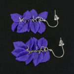 Серьги листики фиолетовые грозди матовые (Бижутерия)