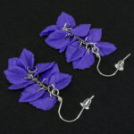 Серьги листики фиолетовые грозди матовые (Бижутерия)