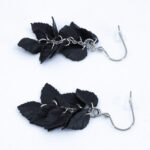 Серьги листики чёрные грозди матовые (Бижутерия)