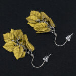 Серьги листики античное золото грозди металлик (Бижутерия)