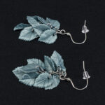 Серьги листики бирюзовое золото грозди металлик (Бижутерия)