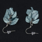 Серьги листики бирюзовое золото грозди металлик (Бижутерия)