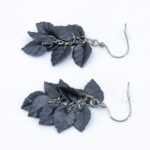 Серьги листики гематитовые грозди металлик (Бижутерия)