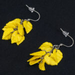 Серьги листики жёлтые грозди металлик (Бижутерия)