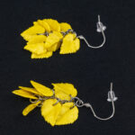 Серьги листики жёлтые грозди металлик (Бижутерия)