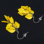 Серьги листики жёлтые грозди металлик (Бижутерия)