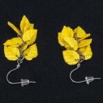 Серьги листики жёлтые грозди металлик (Бижутерия)