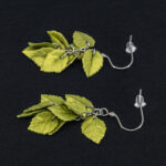 Серьги листики зелёное золото грозди металлик (Бижутерия)