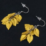 Серьги листики золотые грозди металлик (Бижутерия)