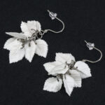 Серьги листики перламутровые грозди металлик (Бижутерия)