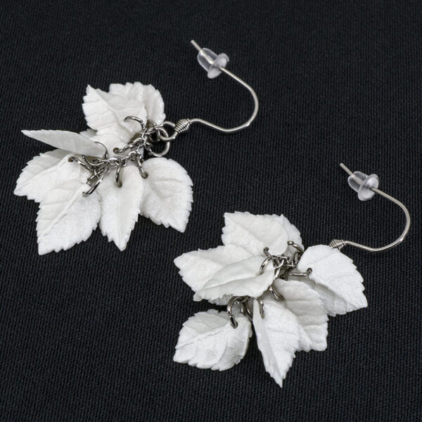 Серьги листики перламутровые грозди металлик (Бижутерия)