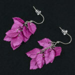 Серьги листики розовые грозди металлик (Бижутерия)