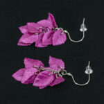 Серьги листики розовые грозди металлик (Бижутерия)