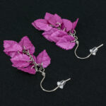 Серьги листики розовые грозди металлик (Бижутерия)