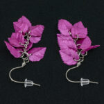 Серьги листики розовые грозди металлик (Бижутерия)