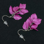 Серьги листики розовые грозди металлик (Бижутерия)