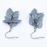 Серьги листики серебряные грозди металлик (Бижутерия)