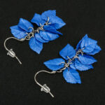 Серьги листики синие грозди металлик (Бижутерия)