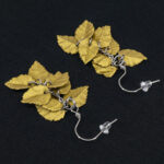 Серьги листики тёмное золото грозди металлик (Бижутерия)