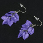 Серьги листики фиолетовые грозди металлик (Бижутерия)