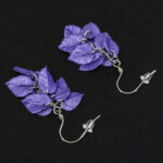 Серьги листики фиолетовые грозди металлик (Бижутерия)
