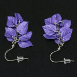 Серьги листики фиолетовые грозди металлик (Бижутерия)
