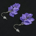 Серьги листики фиолетовые грозди металлик (Бижутерия)