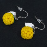 Серьги малинки жёлтые с белыми листочками (Бижутерия)