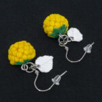 Серьги малинки жёлтые с белыми листочками (Бижутерия)