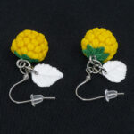Серьги малинки жёлтые с белыми листочками (Бижутерия)