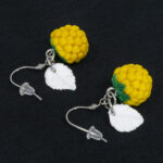 Серьги малинки жёлтые с белыми листочками (Бижутерия)