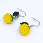 Серьги малинки жёлтые с чёрными листочками (Бижутерия)
