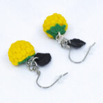 Серьги малинки жёлтые с чёрными листочками (Бижутерия)