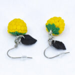 Серьги малинки жёлтые с чёрными листочками (Бижутерия)