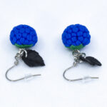 Серьги малинки синие с чёрными листочками (Бижутерия)
