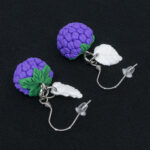 Серьги малинки фиолетовые с белыми листочками (Бижутерия)