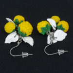 Серьги малинки жёлтые 3 шт грозди с белыми листочками (Бижутерия)