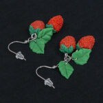 Серьги ягоды земляники 2 шт с зелёными листочками (Бижутерия)